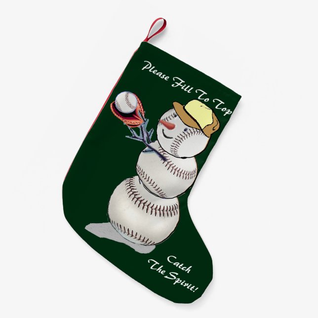 Calcetín Navideño Pequeño Navidades Snowman de Béisbol (Frente (Colgado))