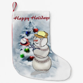 Calcetín Navideño Pequeño Navidades Snowman de Béisbol