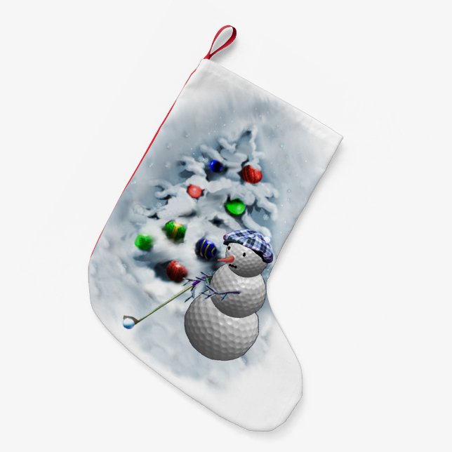 Calcetín Navideño Pequeño Navidades Snowman del Golf Ball (Frente (Colgado))