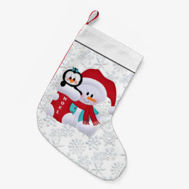 Calcetín Navideño Pequeño Navidades snowman Holiday sembrando copos de nieve