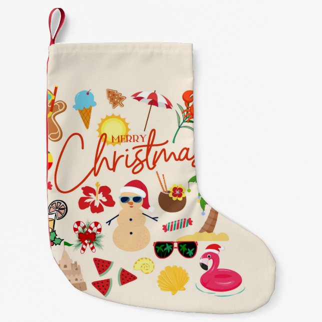 Calcetín Navideño Pequeño Navidades tropicales (Anverso)