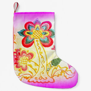 Calcetín Navideño Pequeño navidades tropicales de palmeras rosas