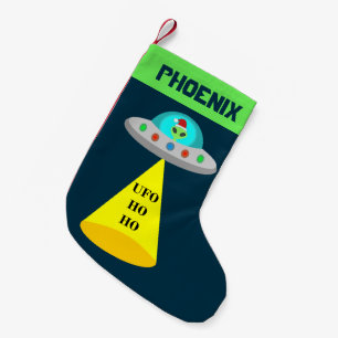 Calcetín Navideño Pequeño Navidades UFO Ho Ho Alien Personalizado de platill