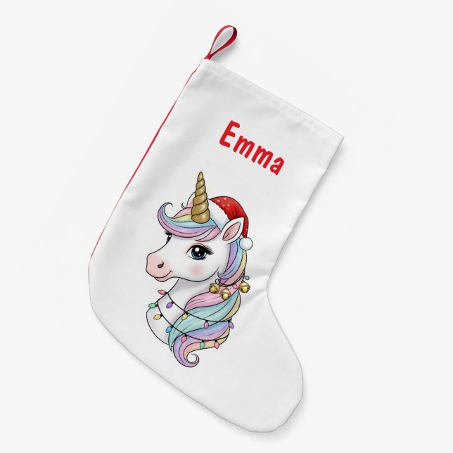 Calcetín Navideño Pequeño Navidades Unicorn Stocking (Frente (Colgado))
