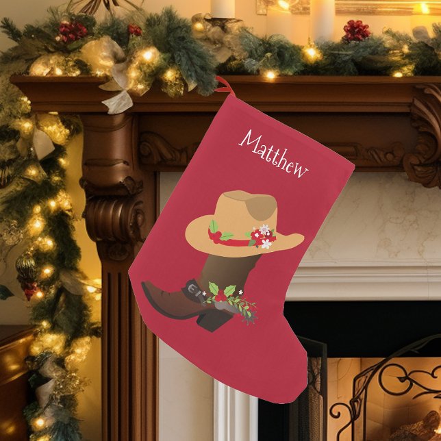 Calcetín Navideño Pequeño Navidades vacacionan botes de cowboy del suroeste (Subido por el creador)