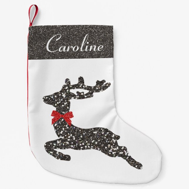 Calcetín Navideño Pequeño Navidades venados en rojo (Anverso)