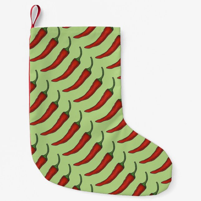 Calcetín Navideño Pequeño Navidades verdes rojos pican pimientos chilenos ca (Anverso)