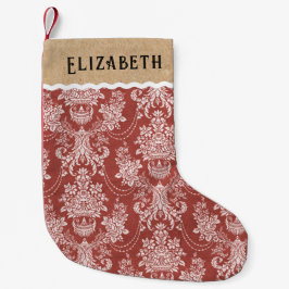 Calcetín Navideño Pequeño Navidades Vintage Red White Toile