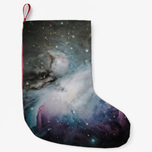 Calcetín Navideño Pequeño Nébula azul, gris y violeta