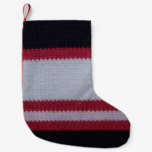 Calcetín Navideño Pequeño Negro blanco rojo: Patrón de tela de punto de lana