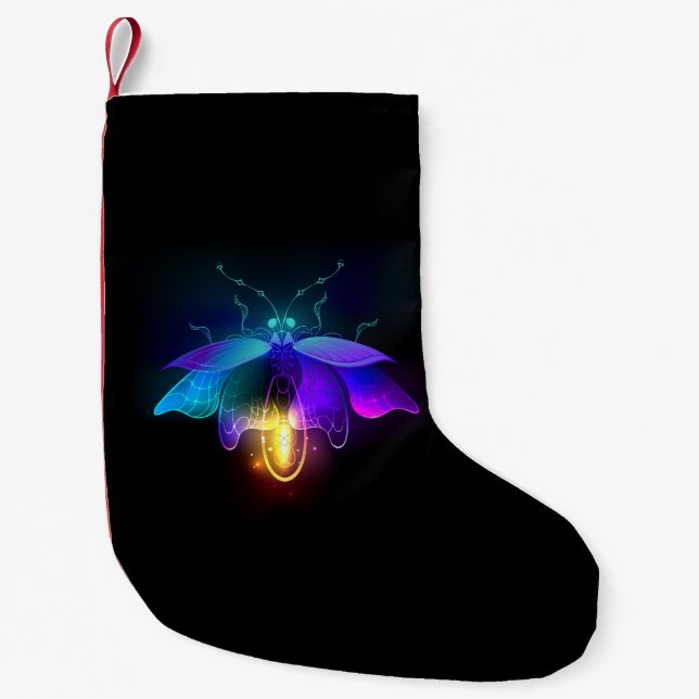Calcetín Navideño Pequeño Neon Firefly en negro (Anverso)