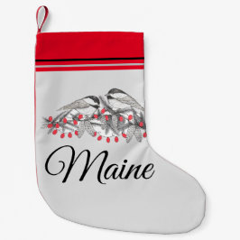 Calcetín Navideño Pequeño Nieve feriada para Navidades de invierno con aves 