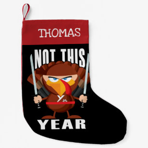 Calcetín Navideño Pequeño Ninja personalizado Turquía no este año