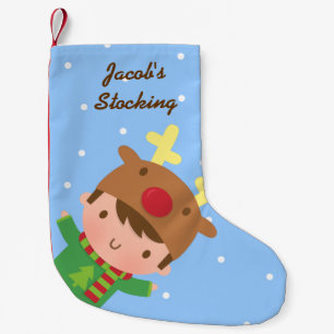 Calcetín Navideño Pequeño Niño Reno Adorable Navidad Para Niños