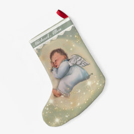 Calcetín Navideño Pequeño Niño varón durmiendo Angel Vintage