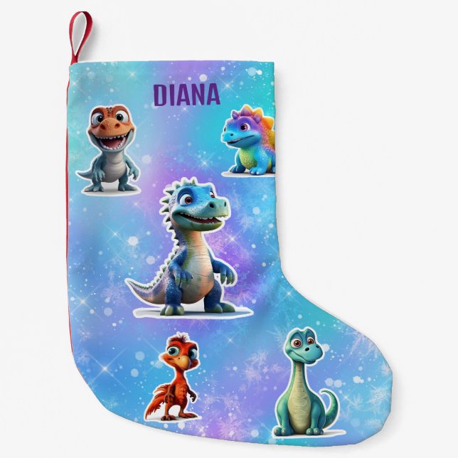 CALCETÍN NAVIDEÑO PEQUEÑO NIÑOS DINOSAURIOS PERSONALIZADOS (Anverso)