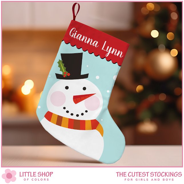 Calcetín Navideño Pequeño Niños monogramas de muñeco de nieve (Subido por el creador)