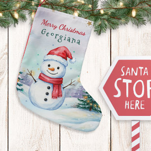 Calcetín Navideño Pequeño Niños Muñeco de Nieve Personalizado Navidad