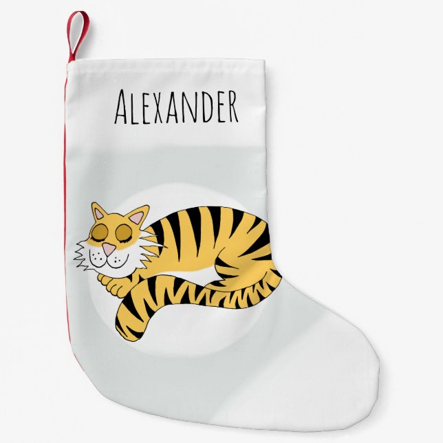 Calcetín Navideño Pequeño Niños pequeños tigre durmiendo (Anverso)