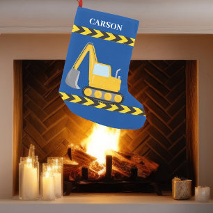 Calcetín Navideño Pequeño Niños personalizados Vehículo de construcción N