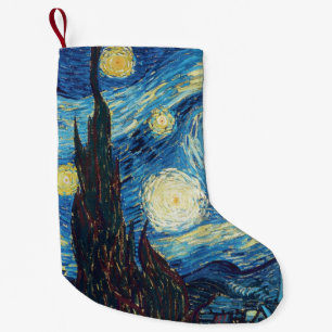 Calcetín Navideño Pequeño Noche estrellada de Van Gogh Clásico Azul Obra Mae