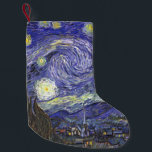 Calcetín Navideño Pequeño Noche estrellada de Vincent van Gogh<br><div class="desc">Noche estrellada de Vincent van Gogh es una pintura de paisaje paisajístico vintage de arte fino post impresionista que presenta una vista de Saint Remy, Francia del asilo de van Gogh. El cielo nocturno está agitado con nubes con una luna creciente brillante y estrellas brillantes sobre el pintoresco pueblo. La...</div>