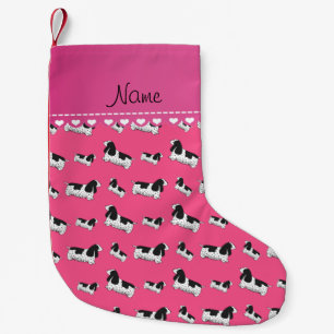 Calcetín Navideño Pequeño Nombrar perro espía de cocker inglés rosa