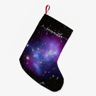 Calcetín Navideño Pequeño Nombre con firma femenina Purpura Celestial