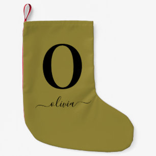 Calcetín Navideño Pequeño Nombre con letra personalizada en oro y negro