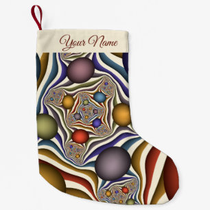 Calcetín Navideño Pequeño Nombre de arte fractal colorido y moderno abstract