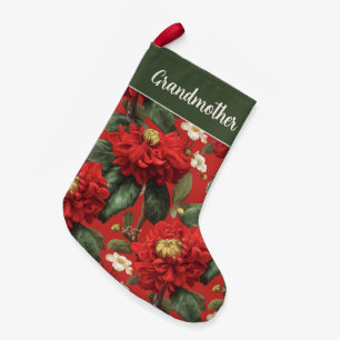 Calcetín Navideño Pequeño Nombre de flor de crisantema rojo