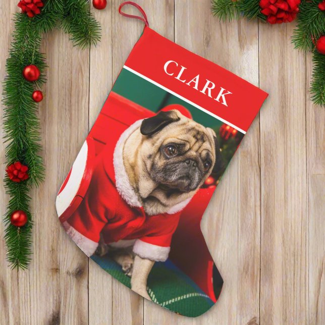 Calcetín Navideño Pequeño Nombre de la foto del Mascota de cachorros de perr (Subido por el creador)
