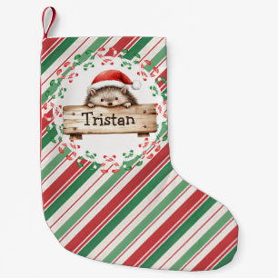 Calcetín Navideño Pequeño Nombre de los niños de Cute Hedgehog