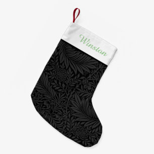 Calcetín Navideño Pequeño Nombre de Mascota Personalizado Floral Negro Scrip