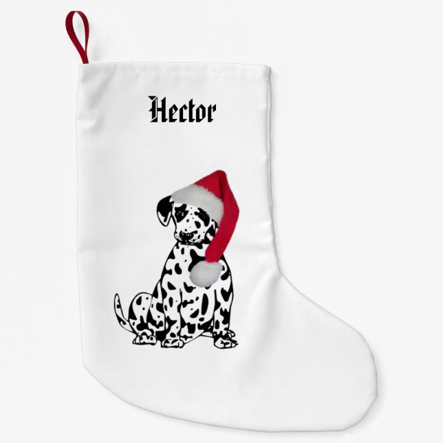 Calcetín Navideño Pequeño Nombre de navidad Dalmatian (Anverso)