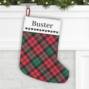 Calcetín Navideño Pequeño Nombre de perro de Personalizado rojo y verde rosa