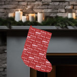 Calcetín Navideño Pequeño Nombre de tipografía roja personalizado Color de l<br><div class="desc">Un Navidad rojo festivo lleno decorado en nueve tipos de letra diferentes que deletrea su apellido en blanco. Decoración personalizado agradable con tipografía divertida.</div>