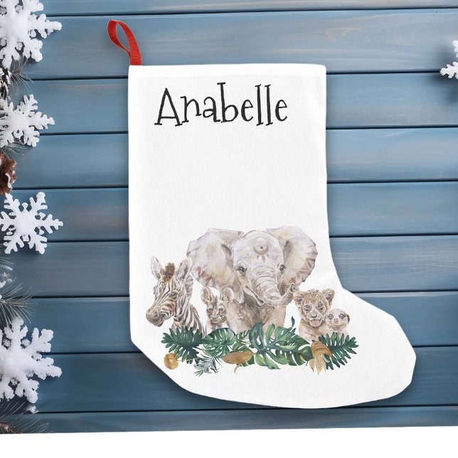 Calcetín Navideño Pequeño Nombre del elefante animal del Safari de la selva  (Subido por el creador)