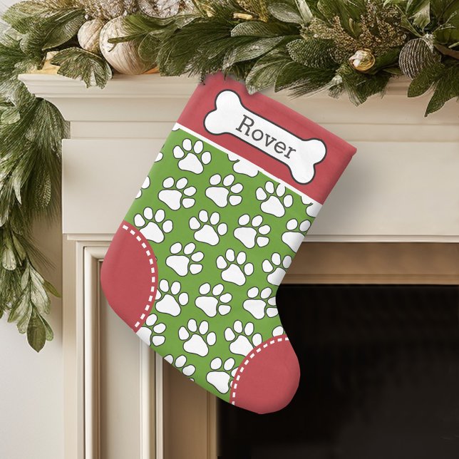 Calcetín Navideño Pequeño Nombre del Mascota del patrón de impresión de la h (Personalized Christmas Stocking)