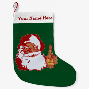 Calcetín Navideño Pequeño Nombre divertido del navidad de la cerveza negra