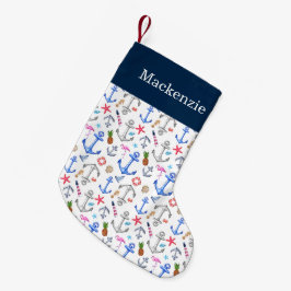 Calcetín Navideño Pequeño Nombre náutico del personalizado del modelo del