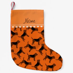 Calcetín Navideño Pequeño Nombre personal naranja perros con sangre