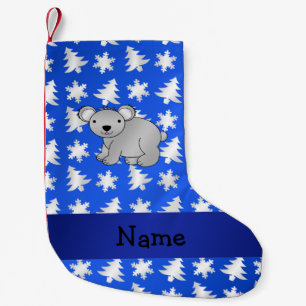 Calcetín Navideño Pequeño Nombre personalizado: árboles de copas de nieve az