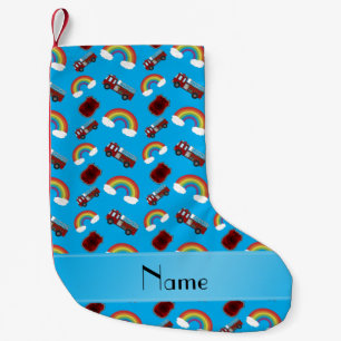 Calcetín Navideño Pequeño Nombre personalizado: arcos de lluvia de camiones