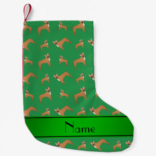 Calcetín Navideño Pequeño Nombre personalizado bulldoges verdes franceses