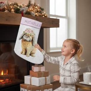 Calcetín Navideño Pequeño Nombre personalizado de Conejo de Conejo de Conejo