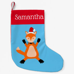 Calcetín Navideño Pequeño Nombre personalizado de Fox Navidades de corte