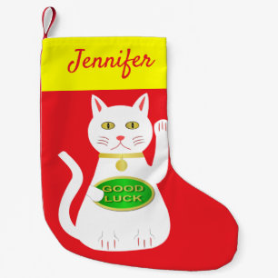 Calcetín Navideño Pequeño Nombre personalizado de gato Lucky Oriental
