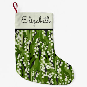 Calcetín Navideño Pequeño Nombre personalizado de Lily of the Valley Greener