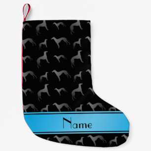 Calcetín Navideño Pequeño Nombre personalizado de los perros griegos negros